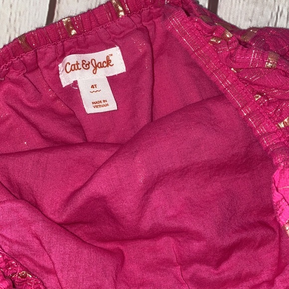 Cat & Jack Pink and Metallic Gold Ruffled Jumper/Romper - Picture 5 of 6